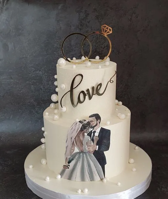 Engagement Cakes Dubai | Two tier Wedding Engagement Cake