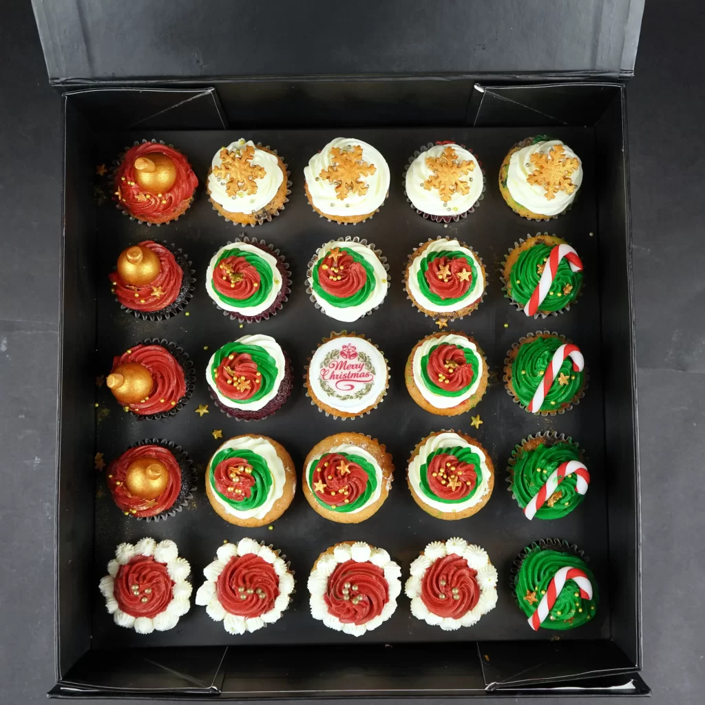 Christmas Assorted Box of 25 Mini Cupcakes