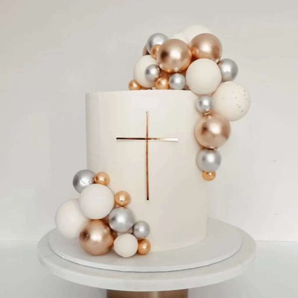 Golden Balls Christening Theme Cake