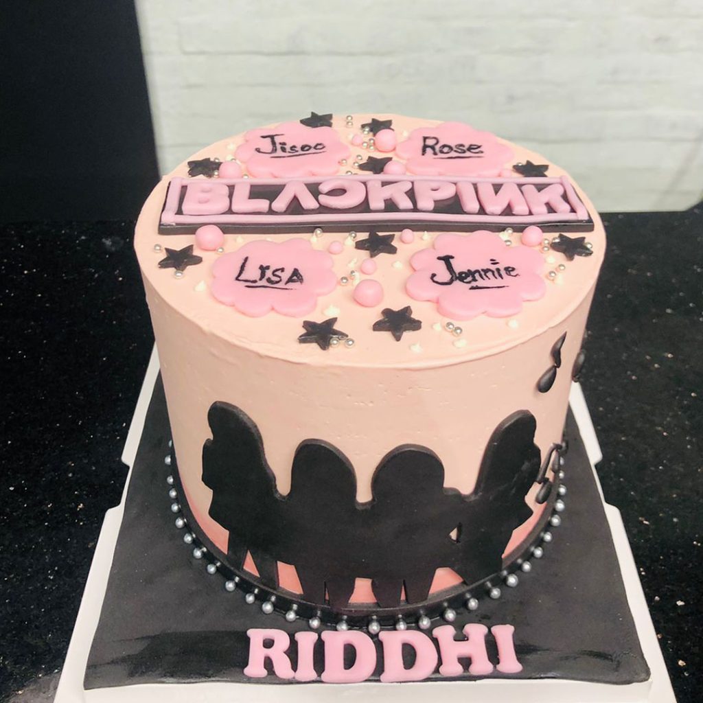Black Pink Theme Cake
