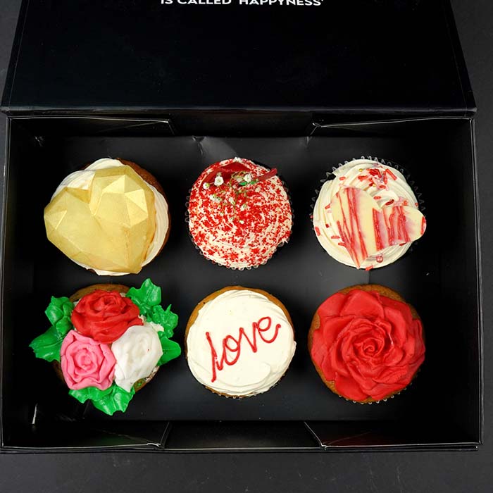 Valentine Box of 6 Cupcakes