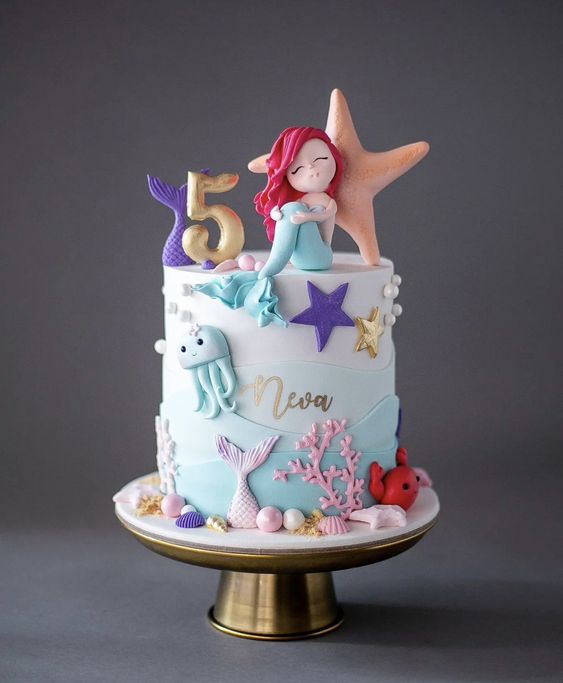 Mermaid and Sea Animals Cake