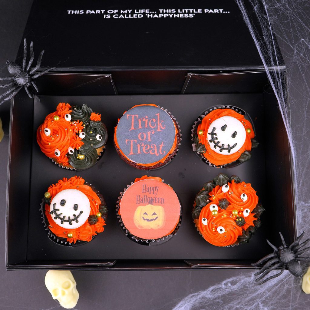 Orange Box of 6 Halloween Cupcakes