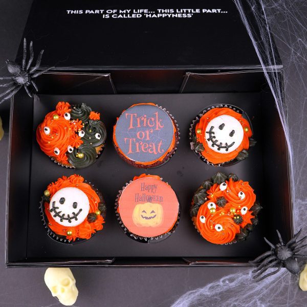 Orange Box of 6 Halloween Cupcakes