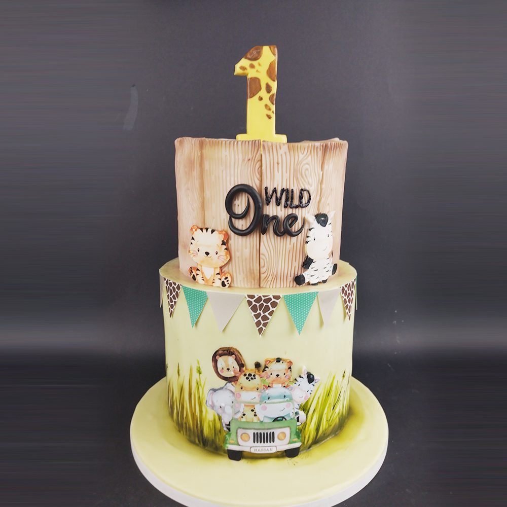 Two Tier Animal cake with jeep