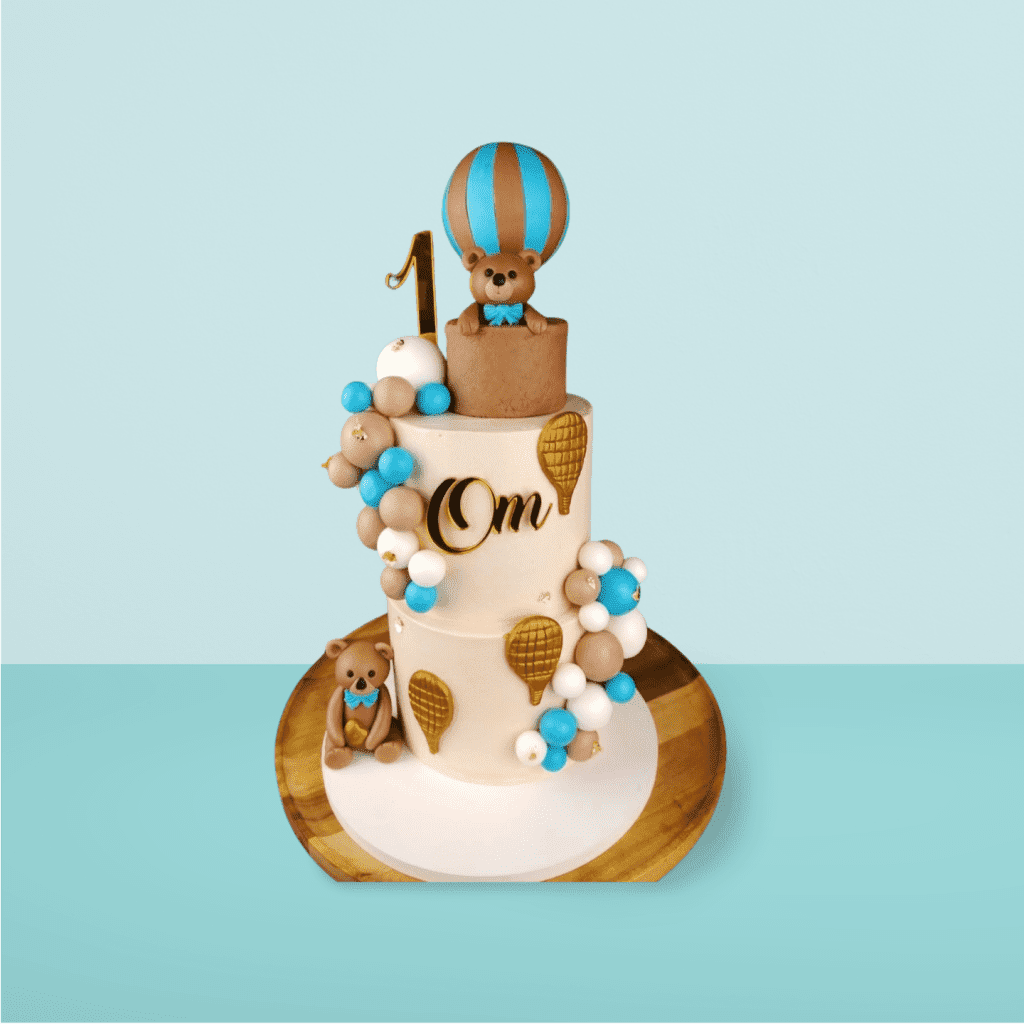 2 Tier Hot Air Balloon Cake with Teddy