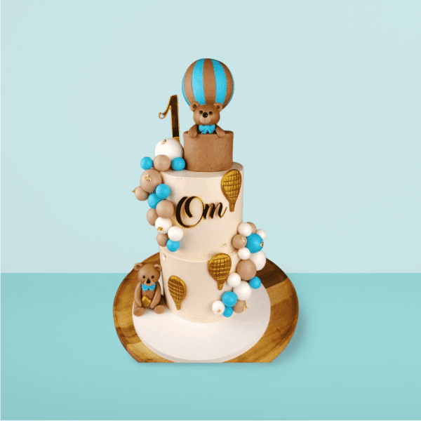 2 Tier Hot Air Balloon Cake with Teddy