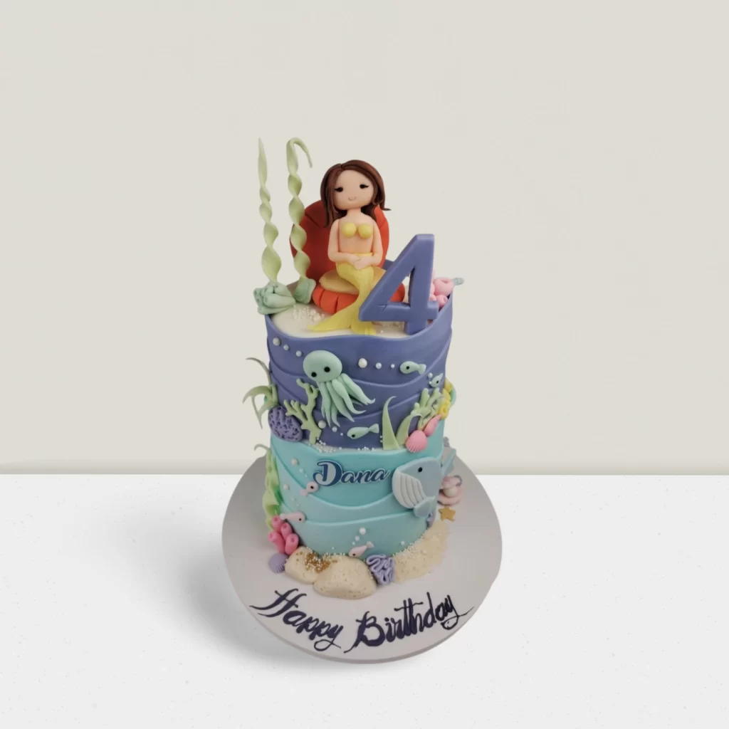 Mermaid and Underwater Sea Animal Cake – Two-Tiered Ocean Adventure